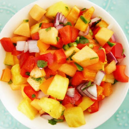 Tropical Fruit Salsa with Jalapeno and Bell Peppers